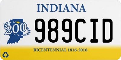 IN license plate 989CID
