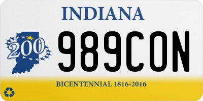 IN license plate 989CON