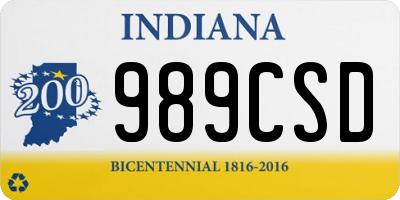 IN license plate 989CSD