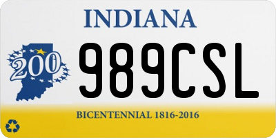 IN license plate 989CSL