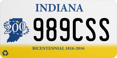 IN license plate 989CSS