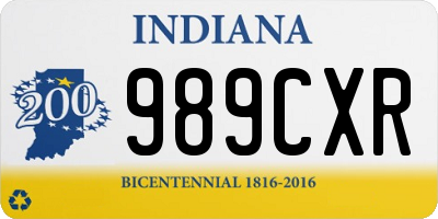 IN license plate 989CXR