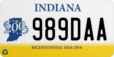 IN license plate 989DAA