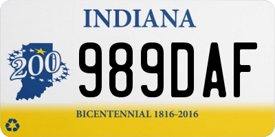 IN license plate 989DAF