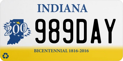 IN license plate 989DAY