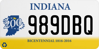 IN license plate 989DBQ