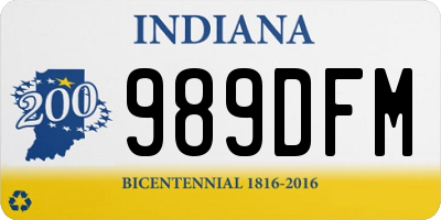 IN license plate 989DFM