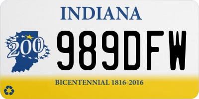 IN license plate 989DFW