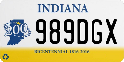 IN license plate 989DGX