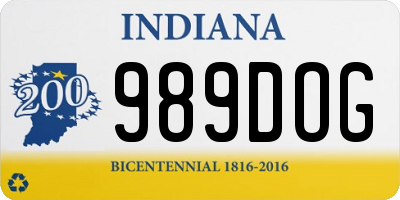 IN license plate 989DOG