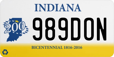 IN license plate 989DON