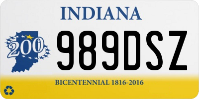 IN license plate 989DSZ