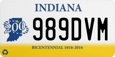 IN license plate 989DVM