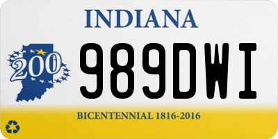 IN license plate 989DWI