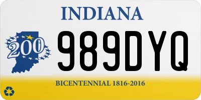 IN license plate 989DYQ