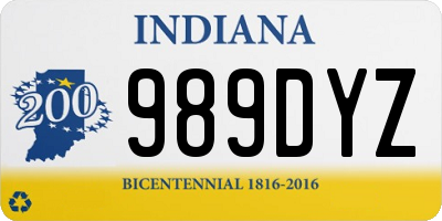 IN license plate 989DYZ