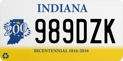 IN license plate 989DZK