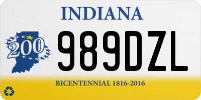 IN license plate 989DZL