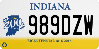 IN license plate 989DZW