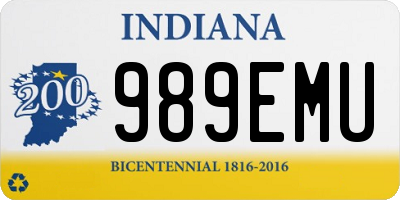 IN license plate 989EMU