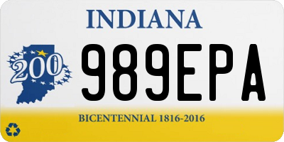 IN license plate 989EPA