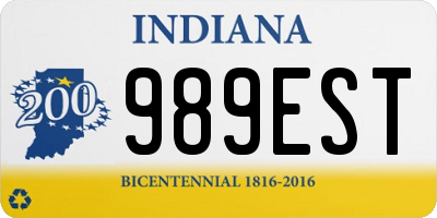 IN license plate 989EST