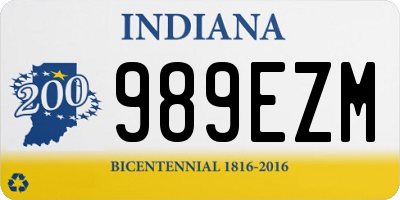 IN license plate 989EZM