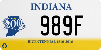 IN license plate 989F