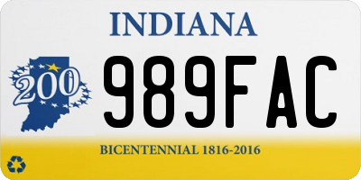 IN license plate 989FAC