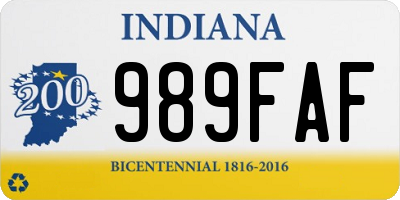 IN license plate 989FAF
