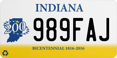 IN license plate 989FAJ