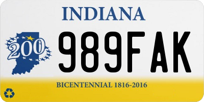 IN license plate 989FAK