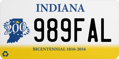 IN license plate 989FAL