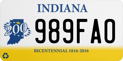 IN license plate 989FAO