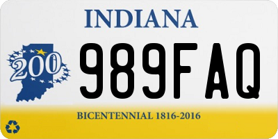 IN license plate 989FAQ