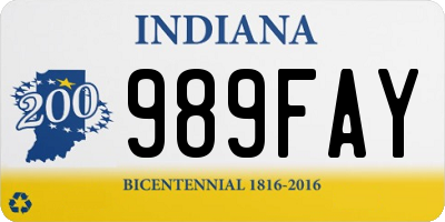 IN license plate 989FAY