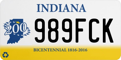 IN license plate 989FCK