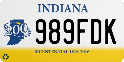 IN license plate 989FDK