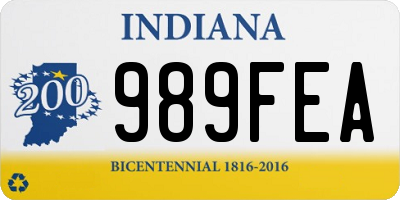 IN license plate 989FEA