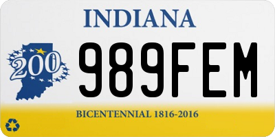 IN license plate 989FEM
