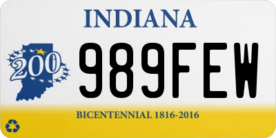 IN license plate 989FEW