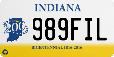 IN license plate 989FIL