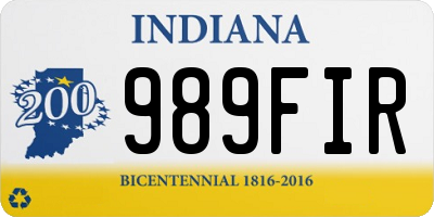 IN license plate 989FIR