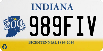 IN license plate 989FIV