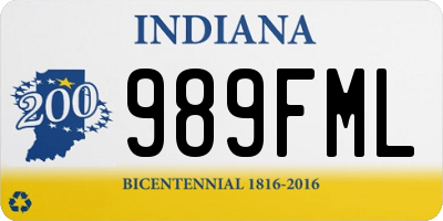 IN license plate 989FML