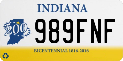 IN license plate 989FNF