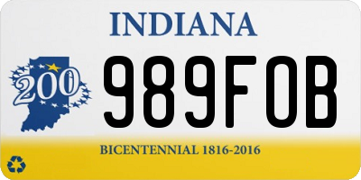 IN license plate 989FOB