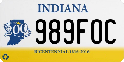 IN license plate 989FOC