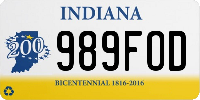 IN license plate 989FOD