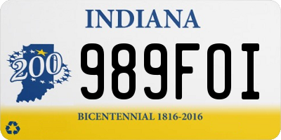 IN license plate 989FOI